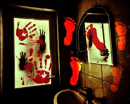 Third Goddess Halloween Bloody Handprint Footprint Decals for Halloween Party Decoration