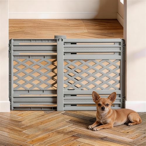 IJHFNL Puerta para Perro Plegable 65-106cm，Puertas para Perros Interior，Material Grueso, Ajustable, no Requiere perforación, Adecuado para Chihuahuas, Schnauzers Miniatura y carlinos. (Gris)
