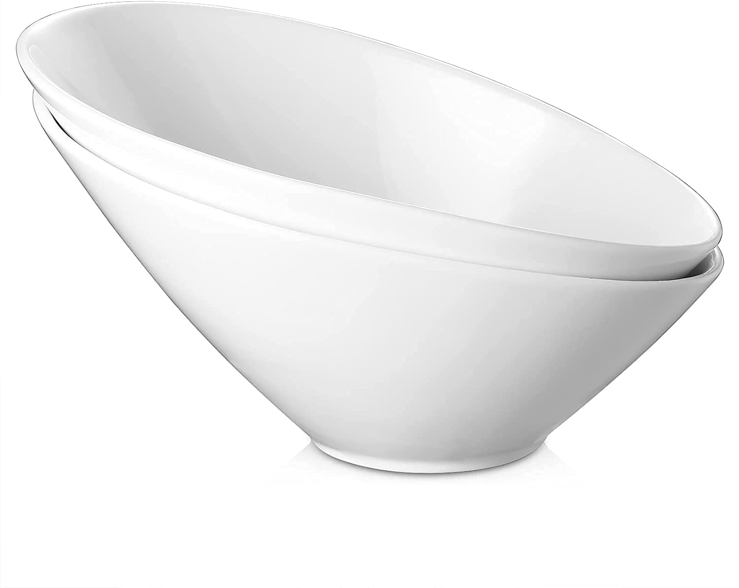 DOWAN Salad Bowl, 26 oz/770 ml Serving Bowls Ceramic Set of 2, Porcelain Soft White Slanted Bowls, Christmas Serving Bowls for Salad, Pasta, Soup, Prep - Microwave & Dishwasher Safe