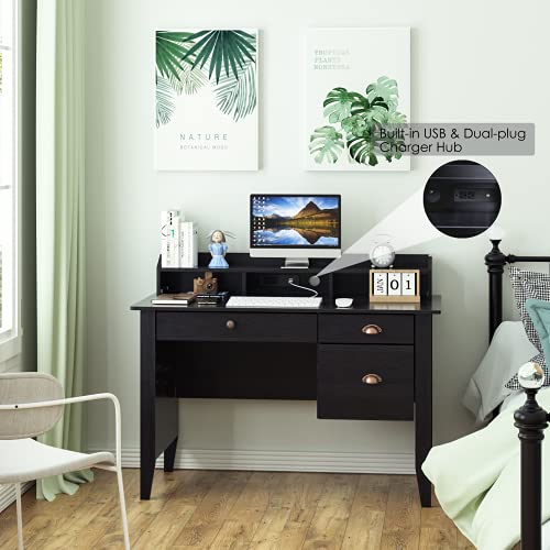 Kealive Computer Desk with 3 Drawers and Hutch Shelf, 47" Executive