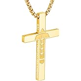 Variengrave Soccer Basketball Football Cross Necklace, Inspirational Christian Bible Verse Cross Pendant, Sport Accessories for Men, Religious Sports Jewelry Gift for First Communion Baptism
