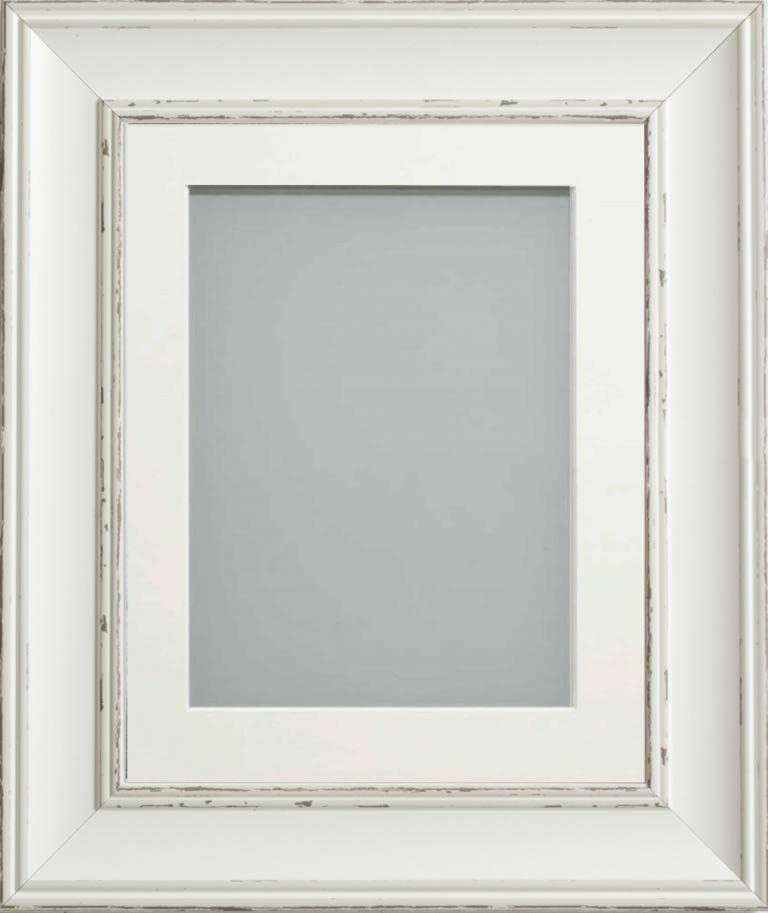 Frame Company Brooke Antique White Photo Frame, Off-White Mount, A4 for 9x6 inch, fitted with perspex