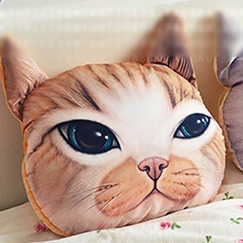 HuaYang Stylish Cat Head Shape Pillow Car Sofa Chair Back Cushion(Light Brown Meow)