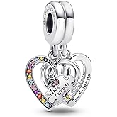 PANDORA Puzzle Piece Hearts Splittable Friendship Dangle Charm - Compatible Moments Bracelets - Jewelry for Women - Gift for Women in Your Life - Made with Sterling Silver