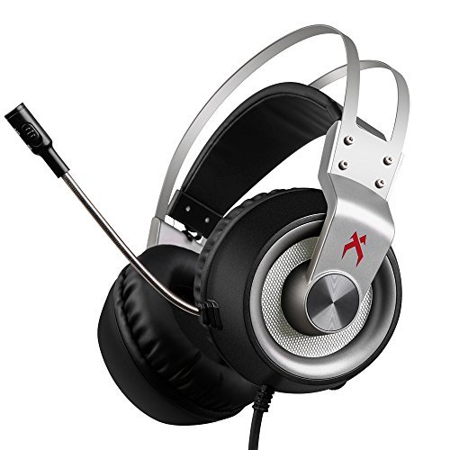 USB Gaming headset, Xiberia K1 Stereo Sound PC Headset, Over-ear Gaming Headphones with Mic with Crystal Clear Sound, Soft Memory Earmuffs, LED Lights & Noise-canceling Microphone for PC & MAC - Thumbnail 5
