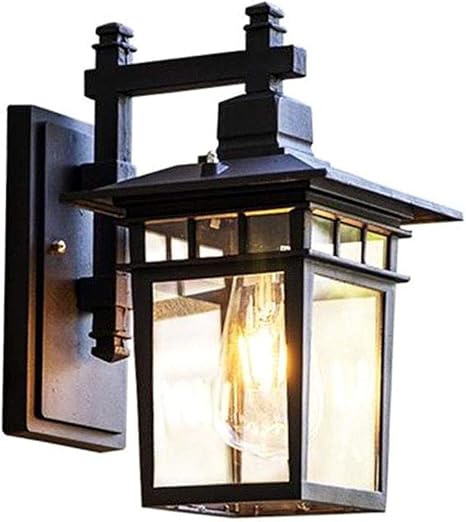 Vintage Gartenlampe Aussen Wandleuchte Schwarz Aluminium Retro