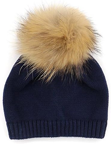 Crochet Knitted Cotton Beanies Cap Baby Toddler Real Pom Pom Hat