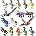 Dinosaur Minifigures Building Blocks Toys - 16pcs Dinosaurs, Dinosaur Mini Figures Playset Toy, Realistic Jurassic World Dinos Toy Set, Dinosaur Party Favors, Educational Toy Gift for Kids