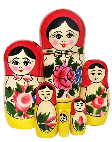 5.5" Set of 6 Semenov Wooden Russian Nesting Dolls - Matryoshka Stacking Nested Wood Dolls