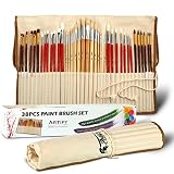 Artify 38 Pcs Paint Brushes Art Set for Acrylic Oil Watercolor Gouache| a Kit of Hog Pony and Nylon Hairs |Including Two Large Size Nylon Brushes and a Carrying Pouch