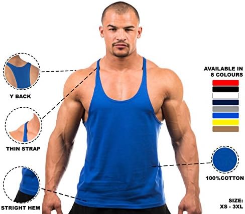 DK ACTIVE WEAR Men’s Gym Vest Bodybuilding Muscle Y Back Stringer/Racerback Vest
