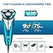 Professional Electric Razor Rotary Shavers For Men, Best Personal Portable Travel With Case Bag, Waterproof Cordless Facial Face Beard Trimmer Gift Set, Wet Dry Rechargeable USB Series Kit (Blue 1)
