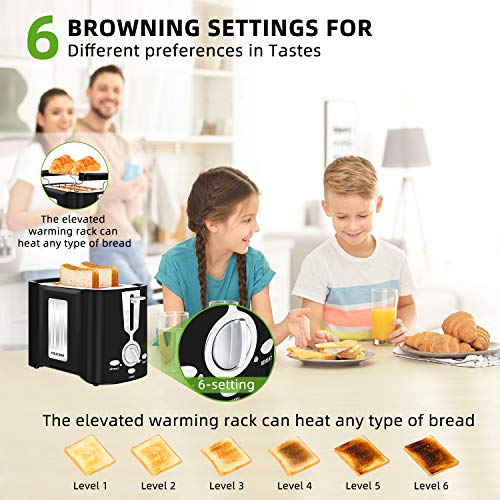 COLICIKSR Toaster 2 Slice,Toaster with 6 Bread Shade Settings and