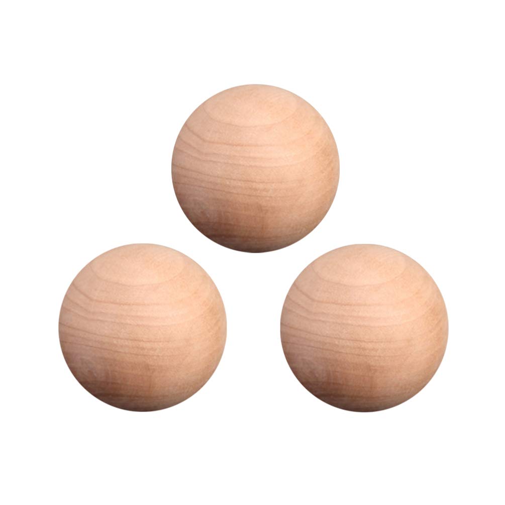 BESPORTBLE 3pcs Wooden Round Balls Unfinished Wood Round Balls Hardwood Birch Sphere Orbs for Crafts and DIY Projects