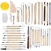 Caydo 38 Pieces Wooden Pottery Tools for Clay, Sculpting Clay Tool Set, Modeling Clay Tools Kit