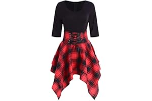 EOPUING Women Skater Dress Summer 2023 Teen School Girl Cute Plaid Pleated Dress Casual Sleeveless Dress for Dance Party