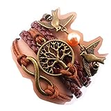 Handmade Fashion Infinity Birds Swallow Tree for Life Charm Friendship Gift - Braid Suede Personalized Leather Bracelet