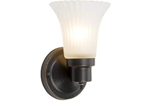 Design House 505115 Village 1-Light Indoor Dimmable Wall Sconce Frosted Flute Glass with Twist On/Off Switch for Bathroom Bedroom Hallway, 8.25" H x 5.1" W, Oil-Rubbed Bronze