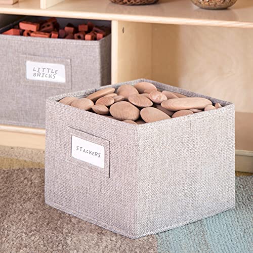 Guidecraft EdQ Essentials Three Shelf Compartment Storage Natural with 3 Fabric Bins Wood