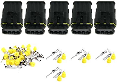 5 KIT 4 Pin Way Waterproof Electrical Wire Cable Connector Plug 1.5mm Series Terminals Heat Shrink