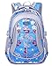 Coofit Flowers Pattern Backpacks for Girls Elementary School Students Book Bag Blue