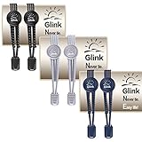 Glink Elastic No Tie Shoelaces for Adults and kids, Replacement for Sports and Outdoor Activities - Multiple colors - 3 Pairs, Black-Grey-Navy Blue