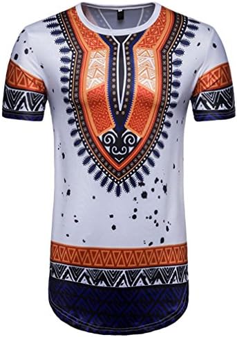 Quistal Men's Summer Casual Hipster Hip Hop Dashiki Graphic Longline T-Shirt