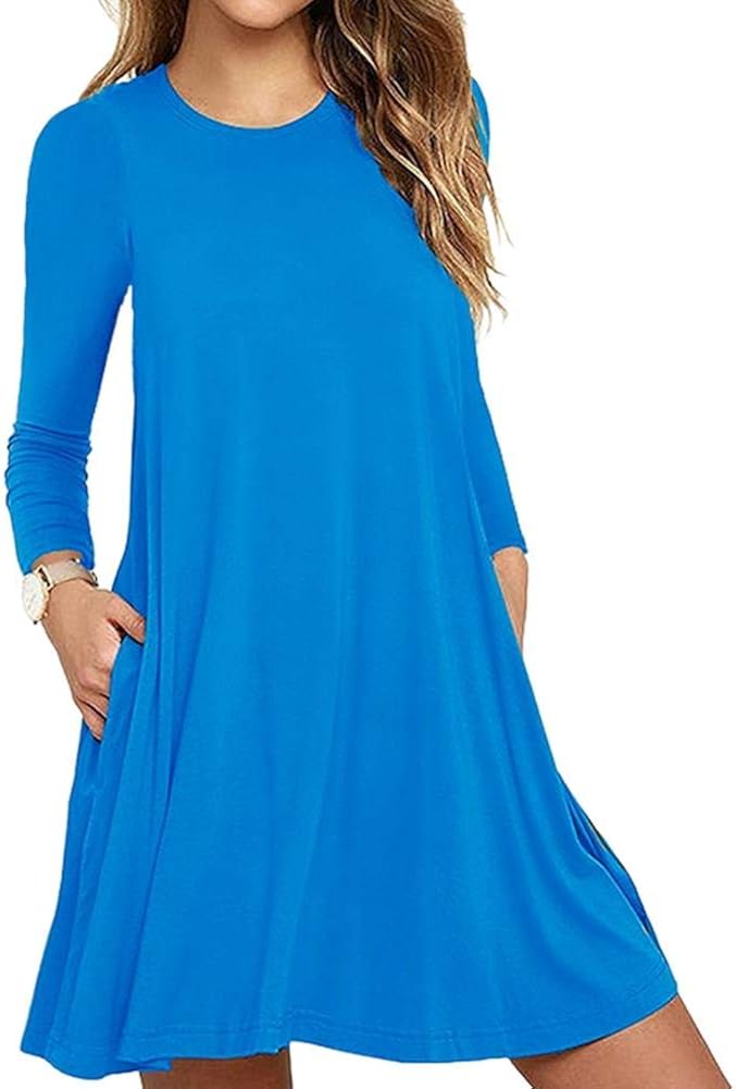 Fashion Cotton Long Sleeve T Shirt Dresses for Women Fall