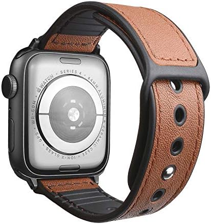 Yeegewin Leather Band Compatible with Watch Band 38mm 40mm, Sweatproof Genuine Leather and Silicone Hybrid Band Strap for Watch Series 4 Series 3 Series 2 Series 1 Sport Edition