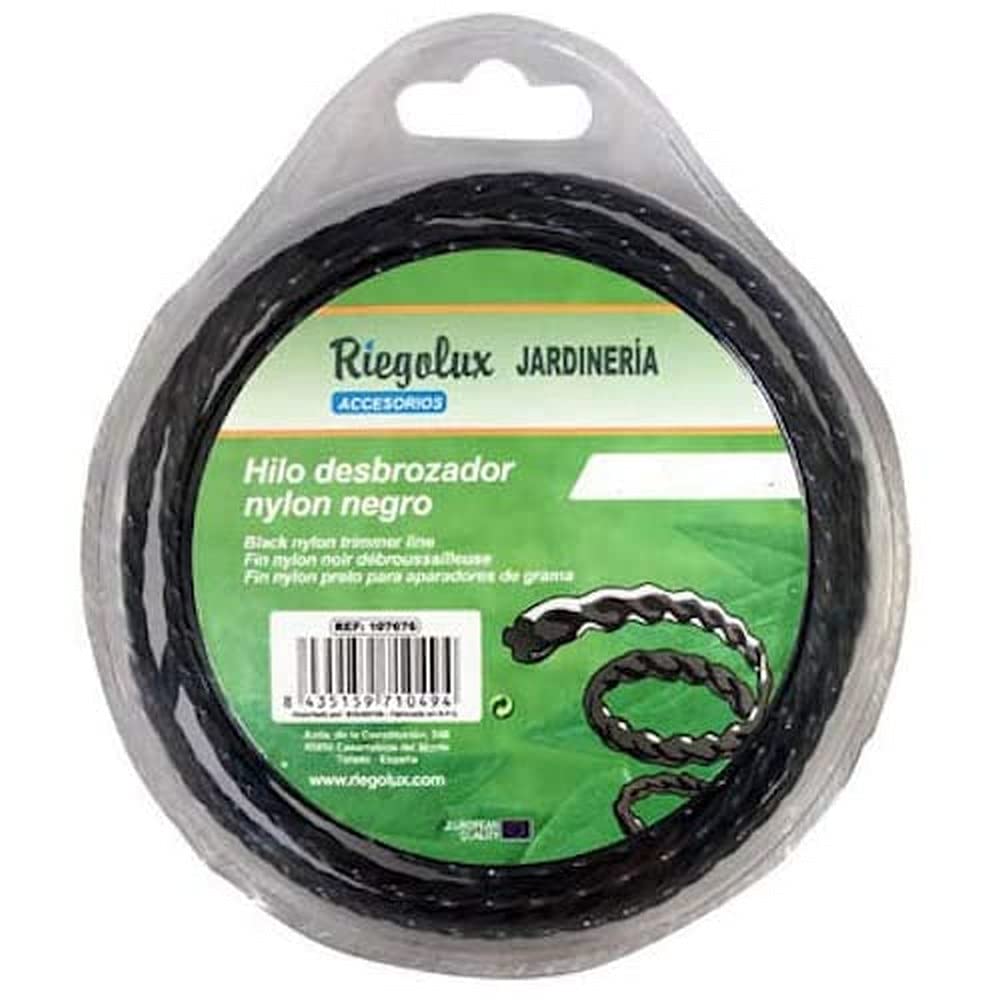 Riegolux 107679 Nylon Helicoidal Trimmer Thread, Black, 4 mm x 15 m