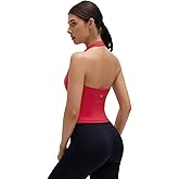 SUUKSESS Women Padded Halter Sports Bra Backless Longline Workout Crop Tank Tops
