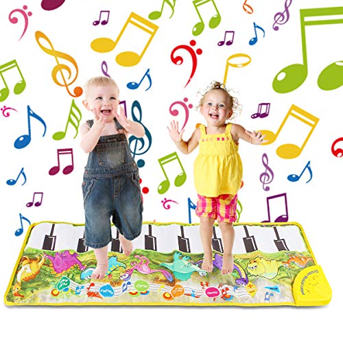 WOSTOO Kids Musical Piano Mats, 17 Keys Piano Keyboard Play Mat Portable Build-in Speaker & Recording Function Early Education for Kids Toddler Girls Boys