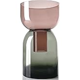 Cloudnola Reversible XL Glass Flower Vase and Bud Vase, Smoke Grey and Pink, 13.1" Height x 7.75" Dia, Home, Wedding, and Event Decor