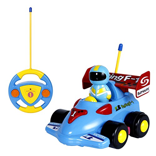 IFixer RC Remote Control Race Car Cartoon Racing Driver for Toddlers Baby Boys, Blue
