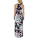 Assivia Women's Floral Print Sleeveless Pockets Tunic Long Maxi Casual Dress Blue Medium