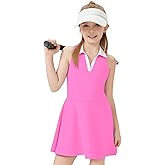WOWENY Girls Tennis Dress Polo Sleeveless Golf Outfit Kids Workout Sets Athletic Dress with Shorts Pockets 4-14 Years