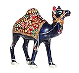 BIG SALE- Camel Statue Nativity Desert King Sitting Figurine - Metal Blue Blessing Animal Sculpture / Figurine - Unique Centerpiece Decorative Office & Home Table Decor