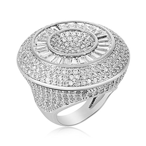 Rhodium Toned Circular Ring|Rings for Women Ring for Girlfriend