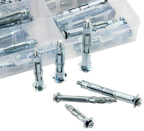 Leberna 18 pcs Heavy Duty Zinc Plated Steel Long Molly Bolt with Gun Wall Anchor Metal Setting Tool, Fasteners Hollow Drive Screws Assortment Kit, Cavity Plasterboard Fixing Drywalls Hanging Paneling - Thumbnail 6