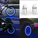 Auto Accessories Bike Supplies Neon Blue Strobe LED Tire Valve Caps,Tuscom (Blue)