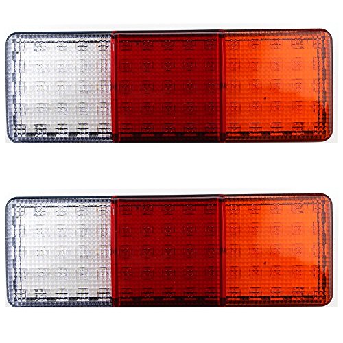 Keyecu 2 Pack 12V 75LED Waterproof Red-Amber-White Trailer Tail Lights Bar Turn Signal Parking Reverse Brake Running Lamp for Car Truck