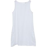 Amazhiyu Women's 100% Linen Summer Casual Sleeveless Crewneck Tank Mini Dresses White, Medium