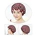 G2PLUS Shower Cap for Women, Waterproof Bath Cap, Elastic Band, Double Layer, Pack of 2 (Green Cherry & Polka Dot)
