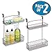 mDesign Metal Farmhouse Over Cabinet Kitchen Storage Organizer Holder or Basket - Hang Over Cabinet Doors in Kitchen/Pantry - Holds Dish Soap, Window Cleaner, Sponges - 2 Pack - Bronze