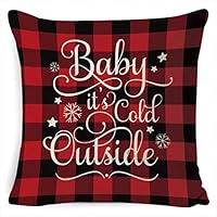 Batteraw Christmas Throw Pillow Covers, Square Cotton Linen Fall Decorative Couch Pillow Cases Pillow Cushion Cover for Sofa, Couch, Bed and Car 18x18 inch