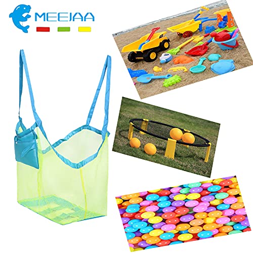 MeeJaa Mesh Beach Bag, Classic Mesh Beach Toy Tote Bag, Foldable Large