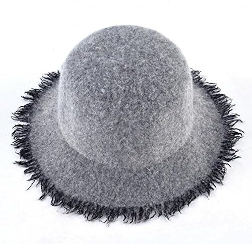SYBKNSTW Women's Wool Sun Hat Autumn Fashion Tassel Floppy Caps Ladies Outdoor Solid Woollen Visor Hats Gray
