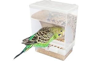 Parrot Automatic Feeder,No-Mess Bird Feeder,Cage Accessories for Budgerigar Canary Cockatiel Finch Parakeet Seed Food Container by Old Tjikko (Large Hooked Bird Feeder)