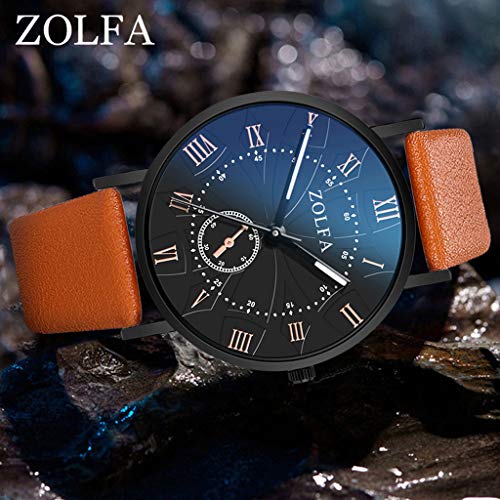 image for YEZIJIN Men's Watch ZOLFA Sleek Minimalist Roman Scale Blue Glass Belt
