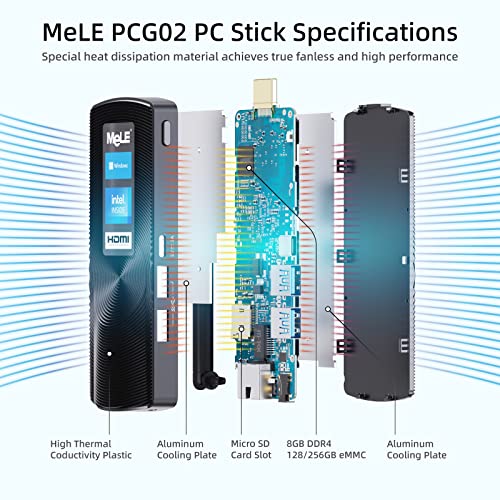 MeLE Mini PC Stick Fanless PCG02 Windows 11 Pro J4125 8GB/128GB, Mini
